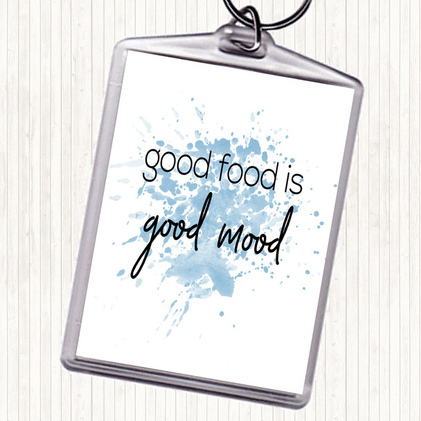 Blue White Good Food Inspirational Quote Bag Tag Keychain Keyring