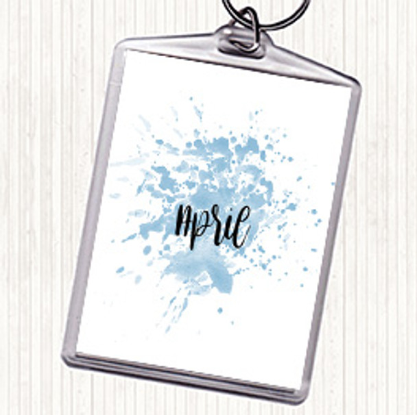 Blue White April Inspirational Quote Bag Tag Keychain Keyring