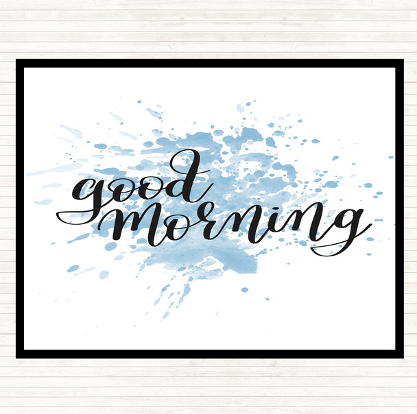 Blue White Good Morning Inspirational Quote Mouse Mat Pad
