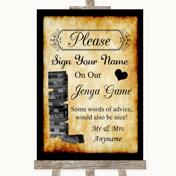 Western Jenga Guest Book Personalised Wedding Sign