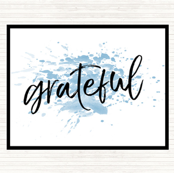 Blue White Grateful Inspirational Quote Mouse Mat Pad