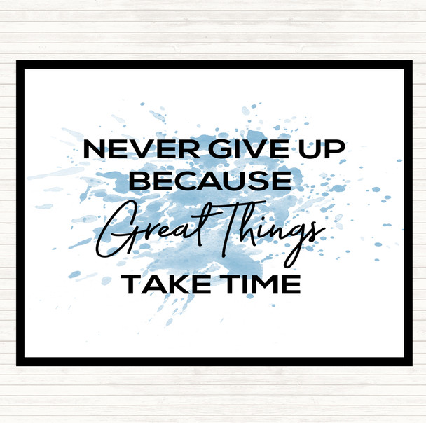 Blue White Great Things Inspirational Quote Mouse Mat Pad