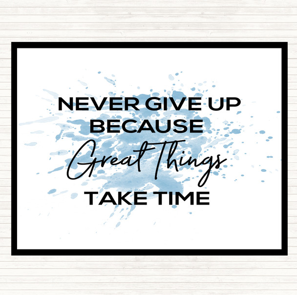 Blue White Great Things Inspirational Quote Dinner Table Placemat