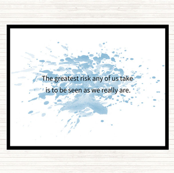 Blue White Greatest Risk Inspirational Quote Mouse Mat Pad