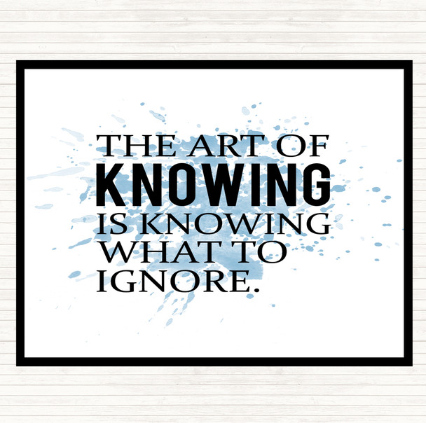 Blue White Art Of Knowing Inspirational Quote Dinner Table Placemat