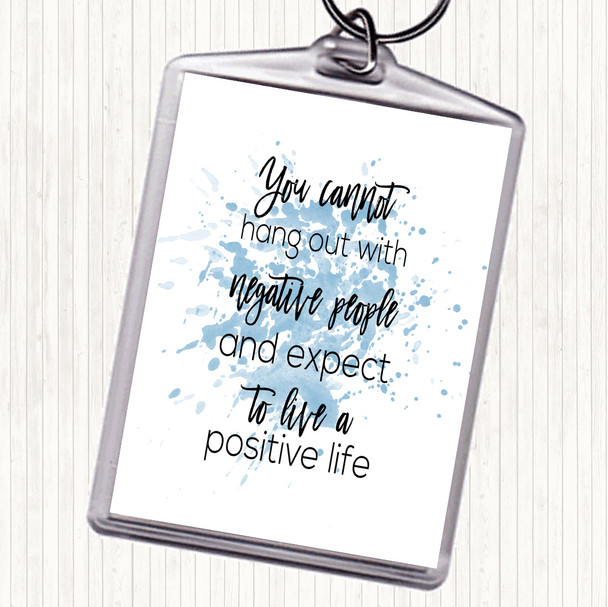 Blue White Hang Out Inspirational Quote Bag Tag Keychain Keyring