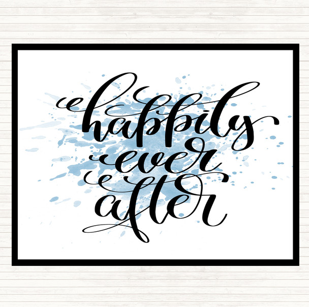 Blue White Happily Ever After Inspirational Quote Mouse Mat Pad