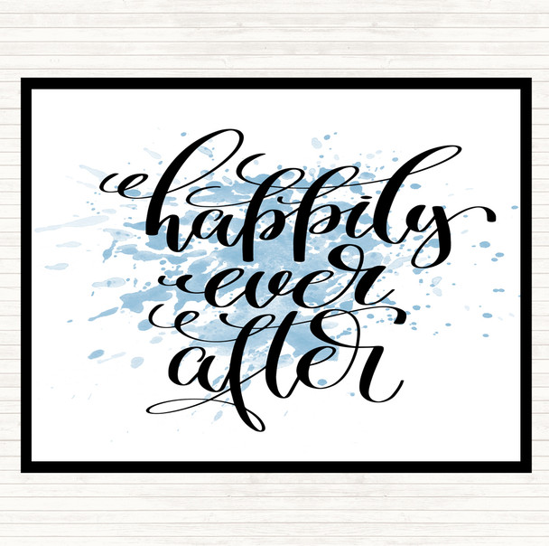 Blue White Happily Ever After Inspirational Quote Dinner Table Placemat