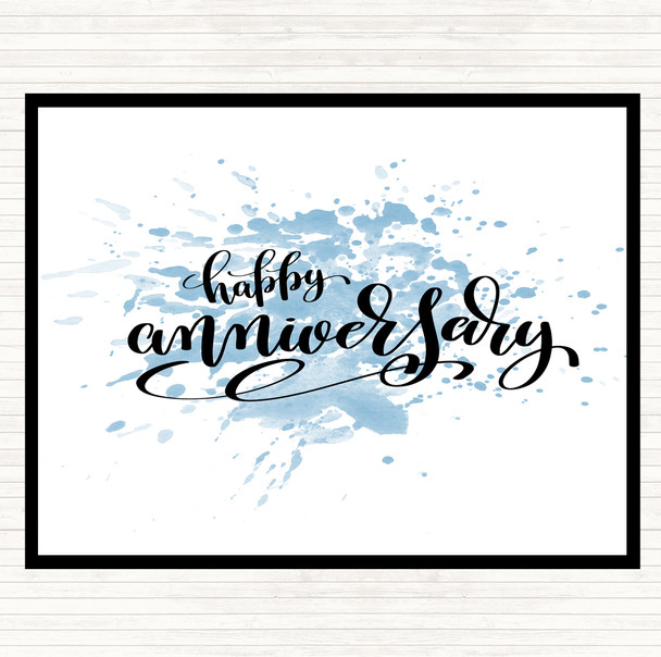 Blue White Happy Anniversary Inspirational Quote Dinner Table Placemat