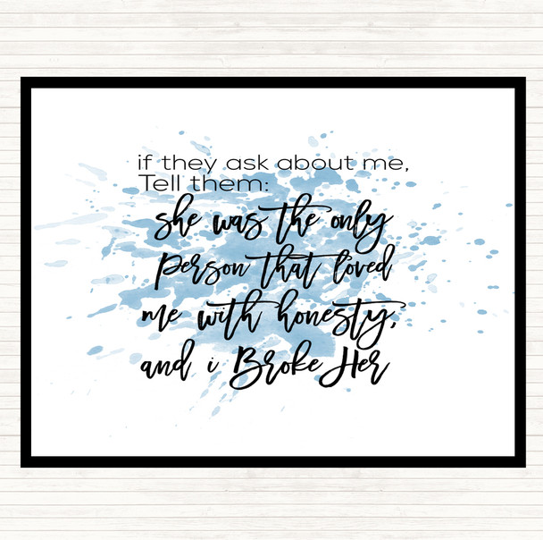 Blue White Ask About Me Inspirational Quote Dinner Table Placemat