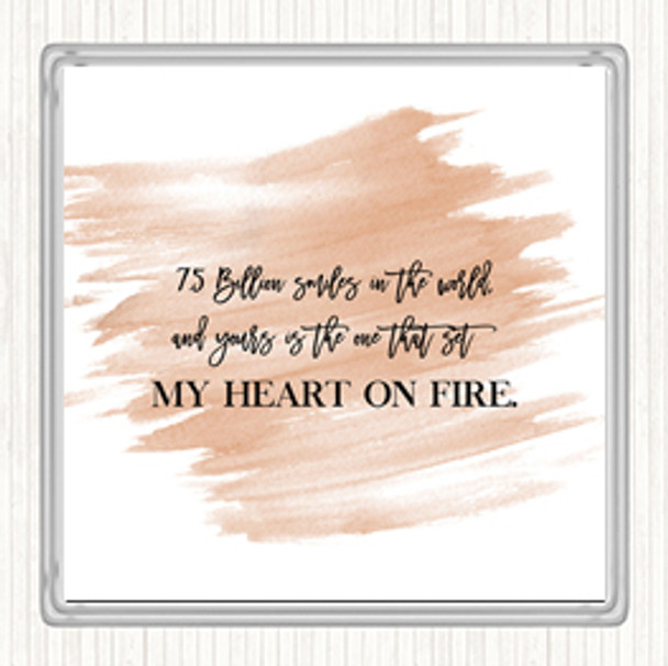 Watercolour Heart On Fire Quote Drinks Mat Coaster