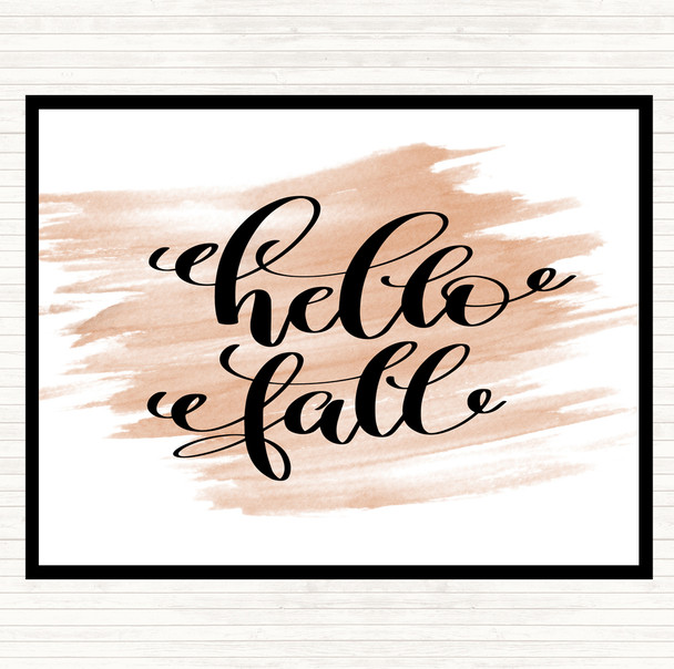 Watercolour Hello Fall Quote Dinner Table Placemat