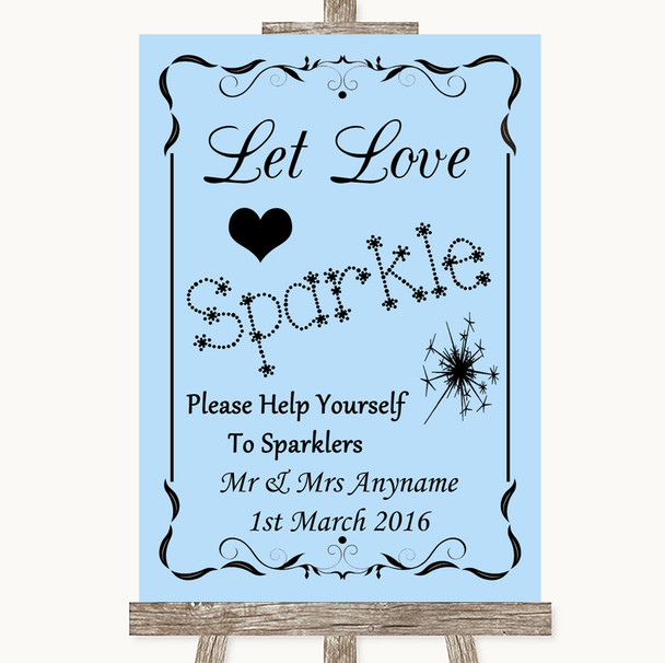 Blue Let Love Sparkle Sparkler Send Off Personalised Wedding Sign