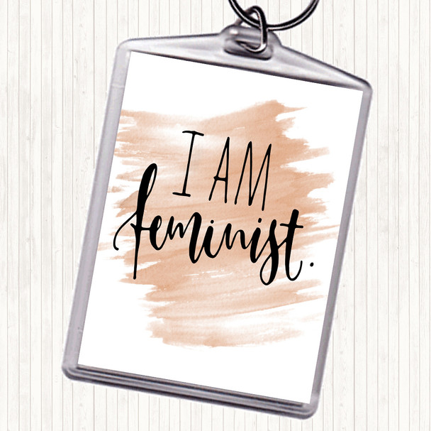 Watercolour I Am Feminist Quote Bag Tag Keychain Keyring