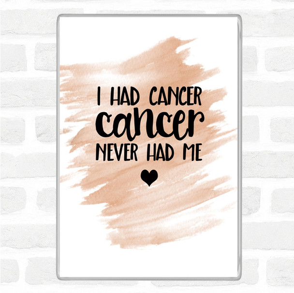 Watercolour I Had Cancer Cancer Never Had Me Quote Jumbo Fridge Magnet