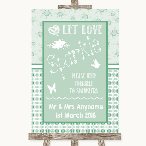 Winter Green Let Love Sparkle Sparkler Send Off Personalised Wedding Sign