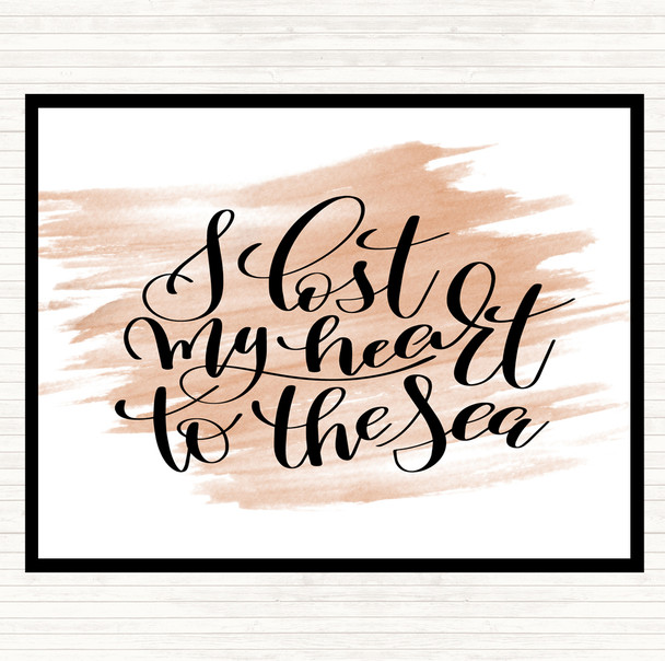 Watercolour I Lost My Heart To The Sea Quote Dinner Table Placemat