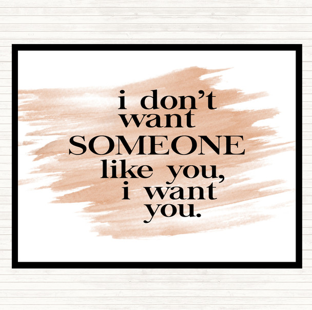 Watercolour I Want You Quote Dinner Table Placemat