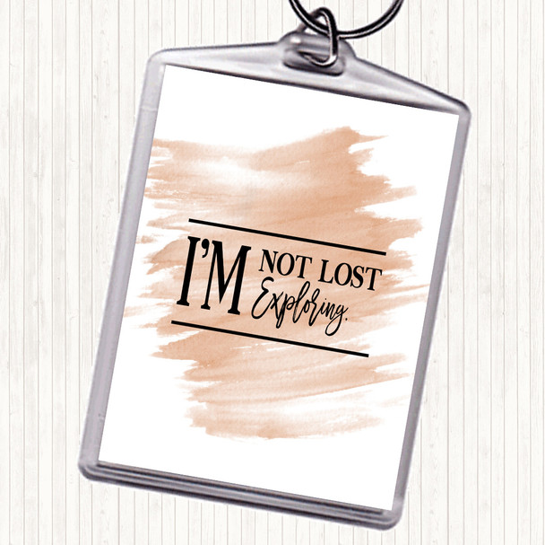 Watercolour I'm Not Lost I'm Exploring Quote Bag Tag Keychain Keyring