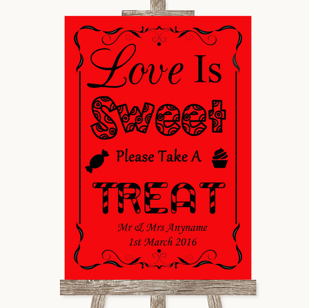 Red Love Is Sweet Take A Treat Candy Buffet Personalised Wedding Sign