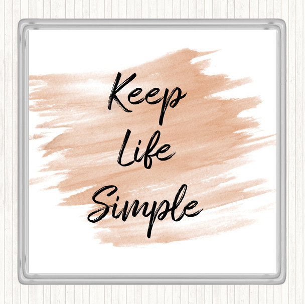 Watercolour Keep Life Quote Drinks Mat Coaster