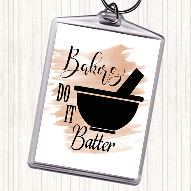 Watercolour Bakers Do It Batter Quote Bag Tag Keychain Keyring