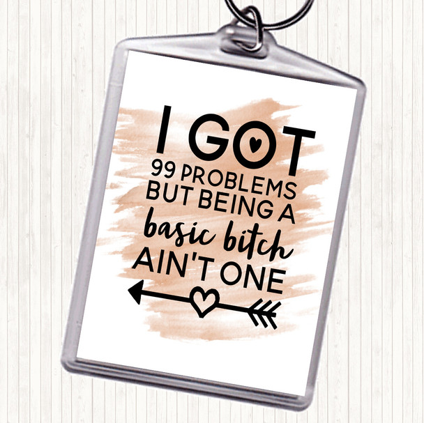 Watercolour Basic Bitch Quote Bag Tag Keychain Keyring