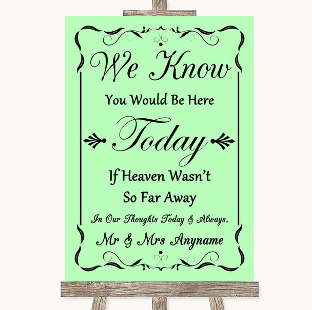 Green Loved Ones In Heaven Personalised Wedding Sign