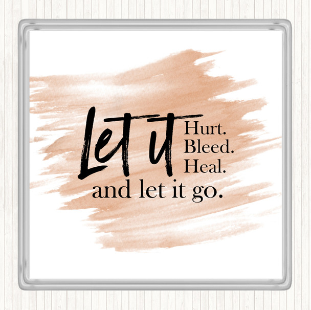 Watercolour Let It Go Quote Drinks Mat Coaster