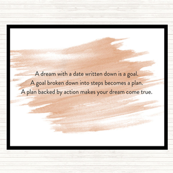Watercolour A Plan Backed By Action Makes Dreams Come True Quote Mouse Mat Pad