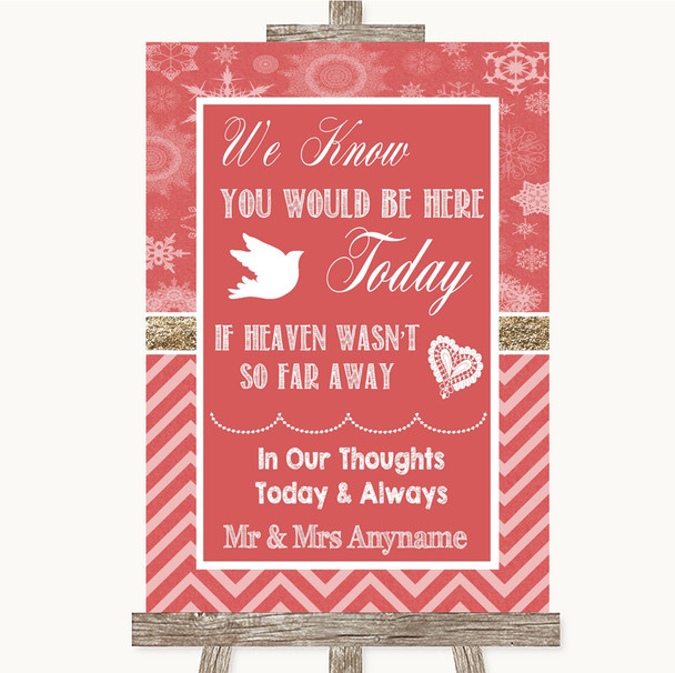 Red Winter Loved Ones In Heaven Personalised Wedding Sign