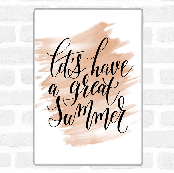 Watercolour Lets Have A Great Summer Quote Jumbo Fridge Magnet