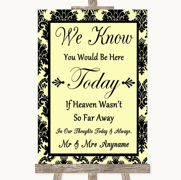 Yellow Damask Loved Ones In Heaven Personalised Wedding Sign