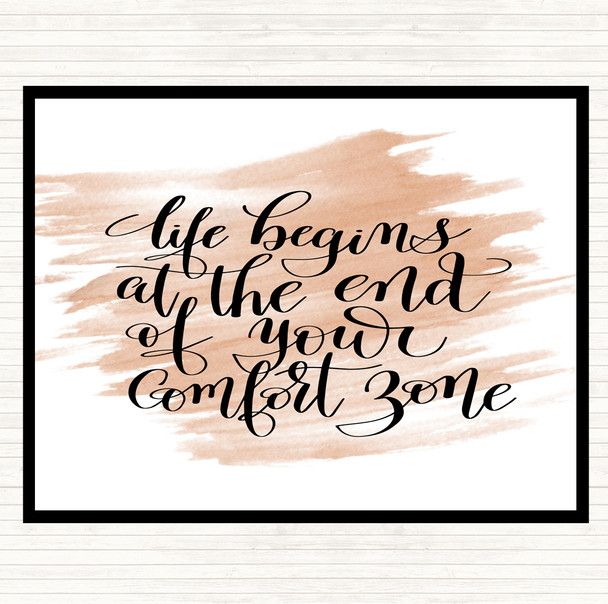 Watercolour Life Begins End Comfort Zone Quote Dinner Table Placemat