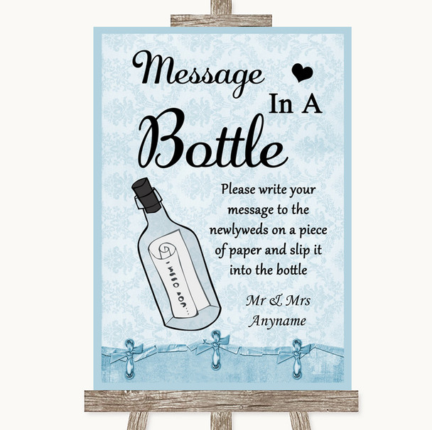 Blue Shabby Chic Message In A Bottle Personalised Wedding Sign