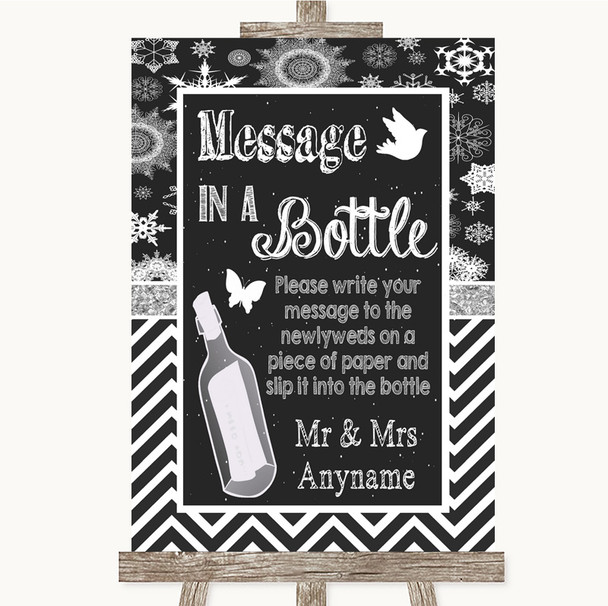 Chalk Winter Message In A Bottle Personalised Wedding Sign