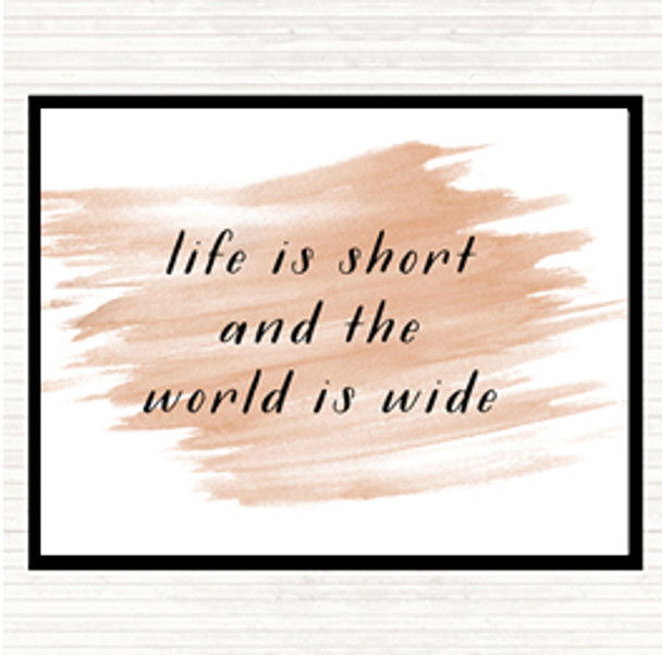 Watercolour Life Is Short Quote Mouse Mat Pad