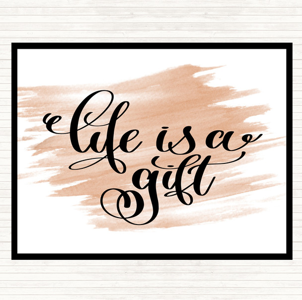 Watercolour Life's A Gift Quote Dinner Table Placemat