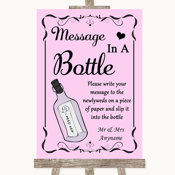 Pink Message In A Bottle Personalised Wedding Sign