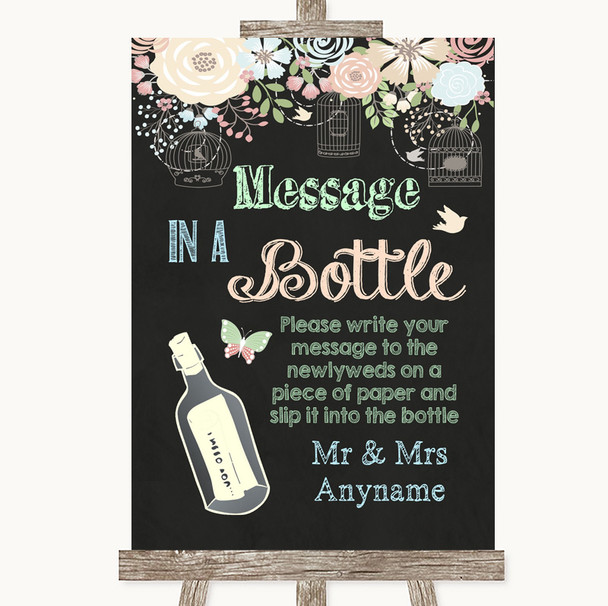 Shabby Chic Chalk Message In A Bottle Personalised Wedding Sign