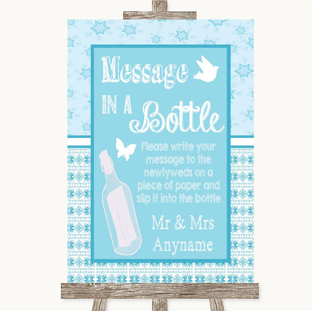 Winter Blue Message In A Bottle Personalised Wedding Sign