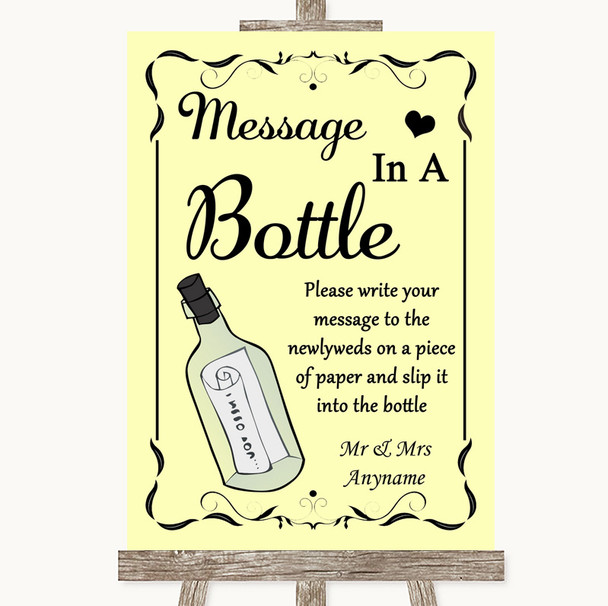 Yellow Message In A Bottle Personalised Wedding Sign