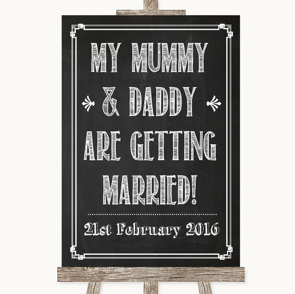 Chalk Sketch Mummy Daddy Getting Married Personalised Wedding Sign