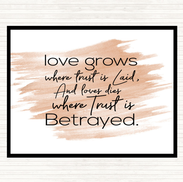 Watercolour Love Grows Quote Mouse Mat Pad