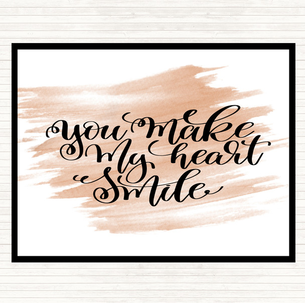 Watercolour Make My Heart Smile Quote Mouse Mat Pad