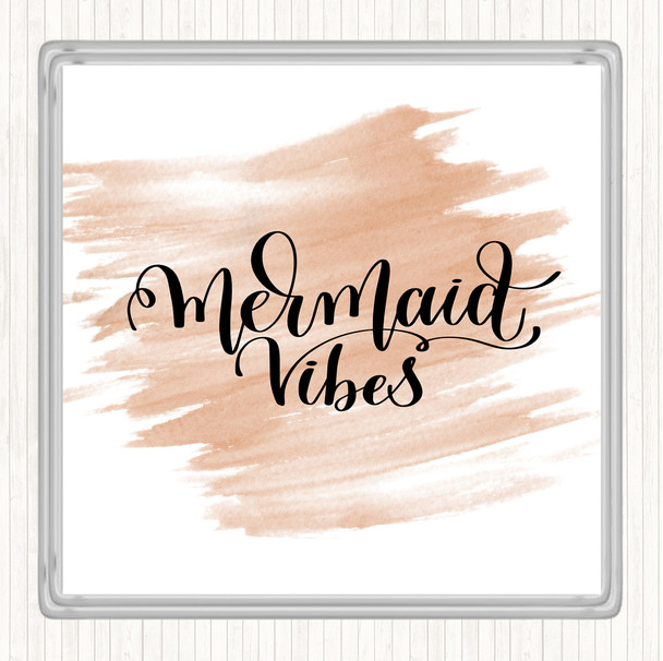 Watercolour Mermaid Vibes Quote Drinks Mat Coaster