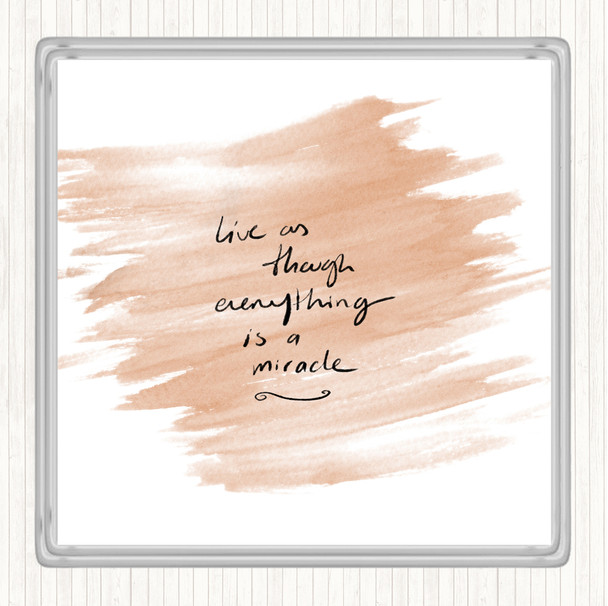 Watercolour Miracle Quote Drinks Mat Coaster