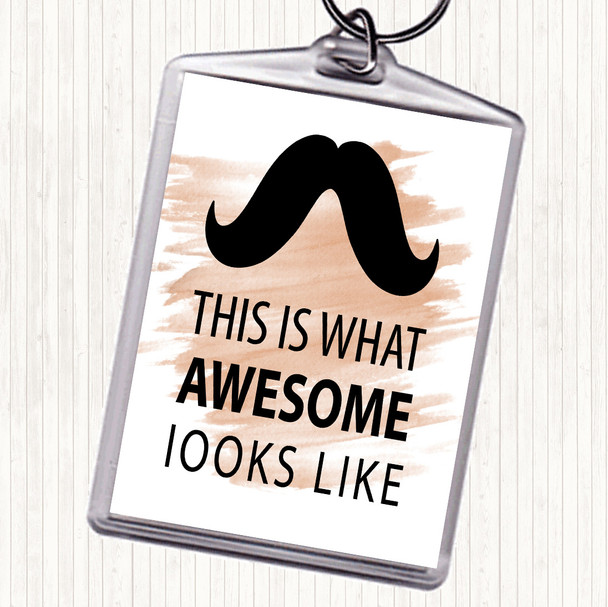 Watercolour Mustache Quote Bag Tag Keychain Keyring