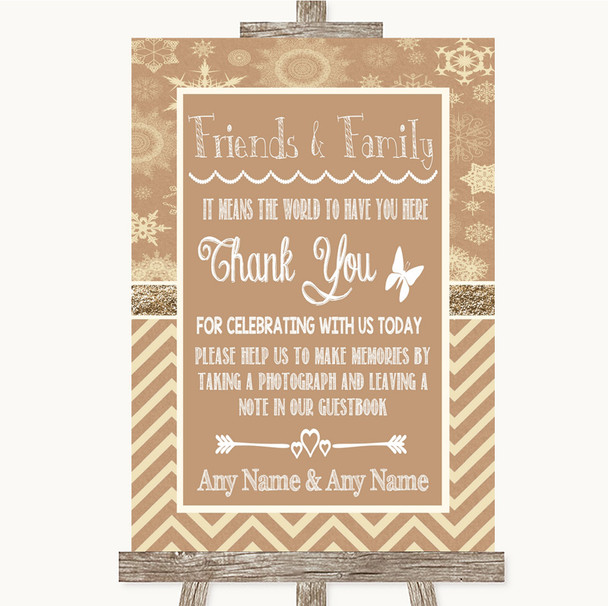 Brown Winter Photo Guestbook Friends & Family Personalised Wedding Sign