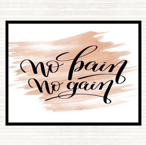 Watercolour No Pain No Gain Quote Dinner Table Placemat